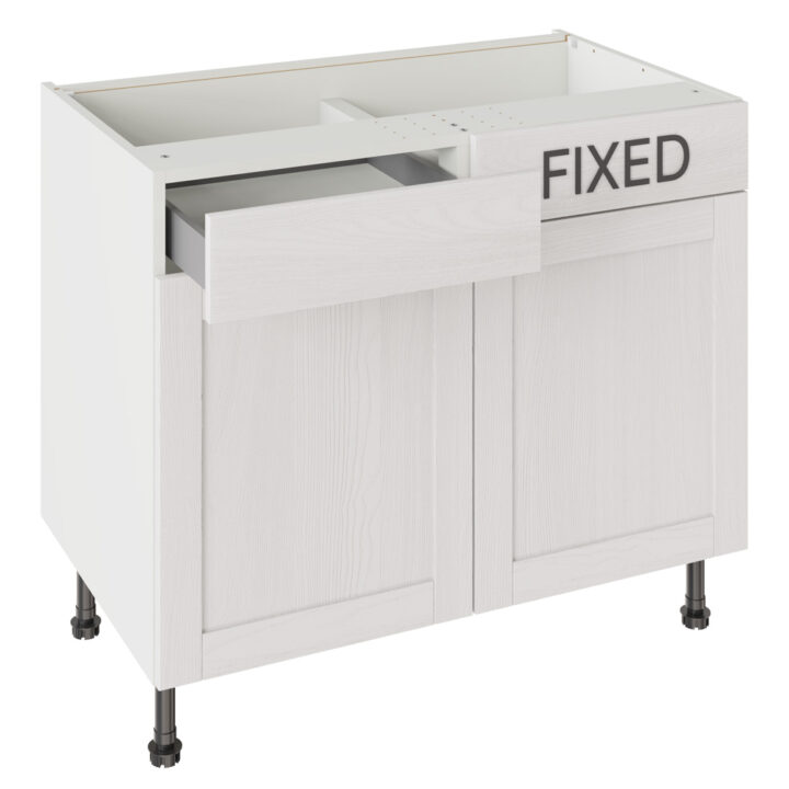 5-Piece Shaker Woodgrain White 1000 LH Drawerline Base Kitchen Cabinet
