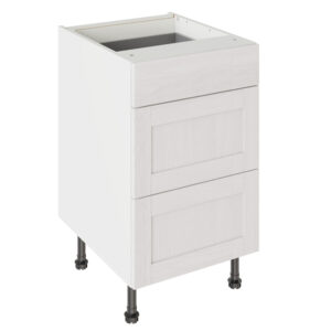 5-Piece Shaker Woodgrain White 500 3 Drawer Base Kitchen Cabinet