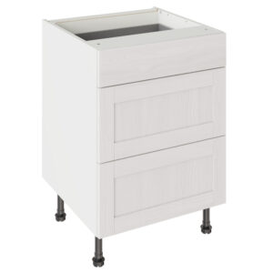 5-Piece Shaker Woodgrain White 600 3 Drawer Base Kitchen Cabinet