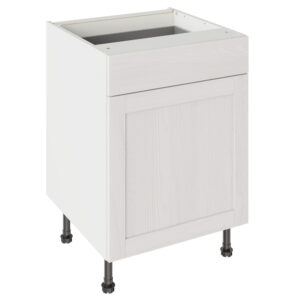 5-Piece Shaker Woodgrain White 600 Drawerline Base Kitchen Cabinet