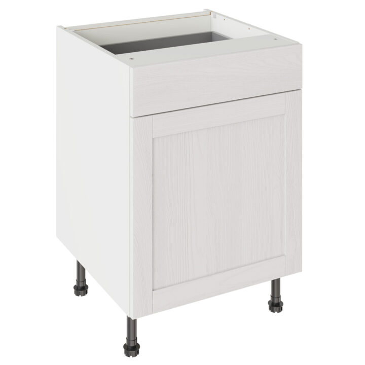 5-Piece Shaker Woodgrain White 600 Drawerline Base Kitchen Cabinet