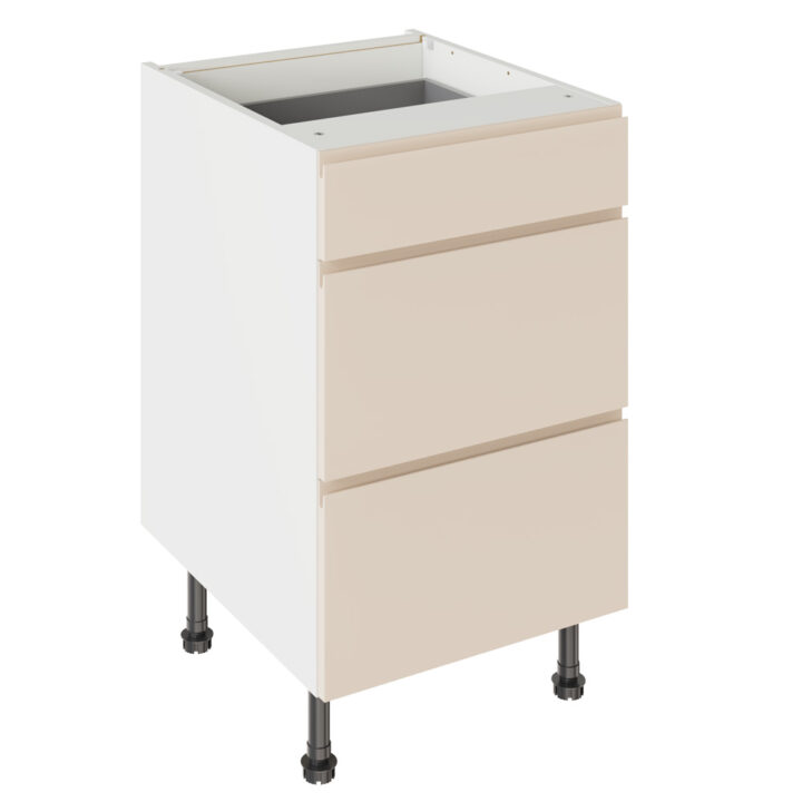 J Pull Gloss Cashmere 500 3 Drawer Base Kitchen Cabinet