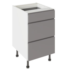 J Pull Gloss Dust Grey 500 3 Drawer Base Kitchen Cabinet