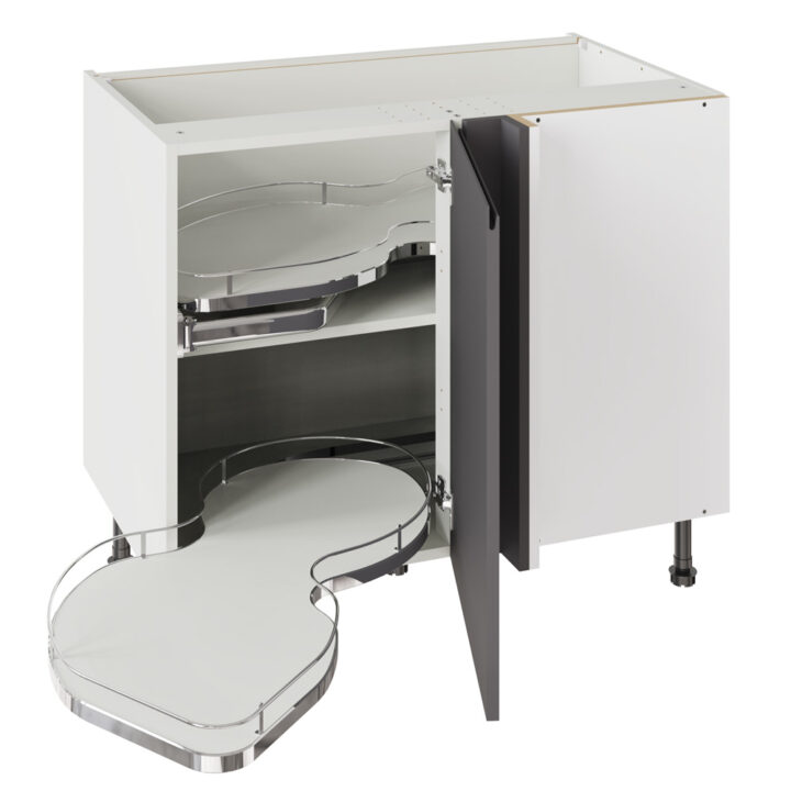 J Pull Gloss Graphite 1000 Base Kitchen Cabinet With Dual Handed Nuvola Blind Corner