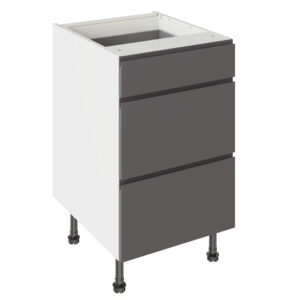 J Pull Gloss Graphite 500 3 Drawer Base Kitchen Cabinet