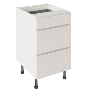 J Pull Gloss Light Grey 500 3 Drawer Base Kitchen Cabinet