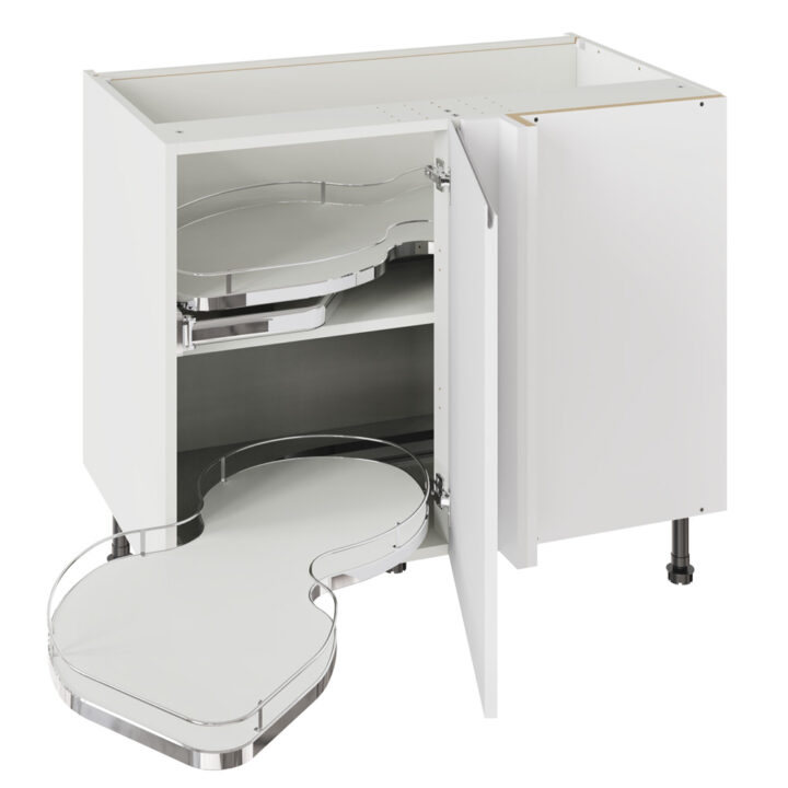 J Pull Gloss White 1000 Base Kitchen Cabinet With Dual Handed Nuvola Blind Corner