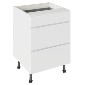 J Pull Gloss White 600 3 Drawer Base Kitchen Cabinet