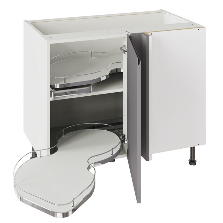 J Pull Matt Dust Grey 1000 Base Kitchen Cabinet With Dual Handed Nuvola Blind Corner