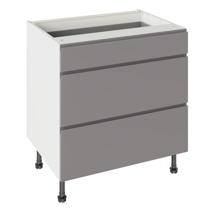 J Pull Matt Dust Grey 800 3 Drawer Base Kitchen Cabinet