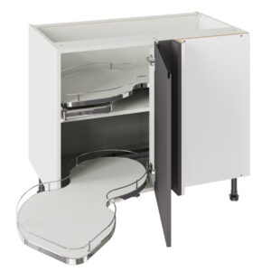 J Pull Matt Graphite 1000 Base Kitchen Cabinet With Dual Handed Nuvola Blind Corner