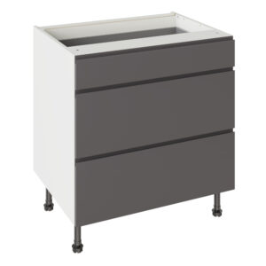 J Pull Matt Graphite 800 3 Drawer Base Kitchen Cabinet