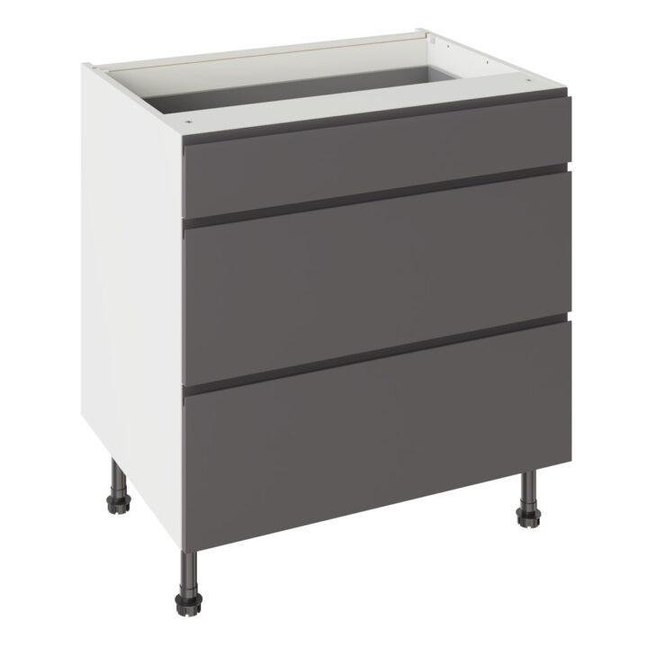 J Pull Matt Graphite 800 3 Drawer Base Kitchen Cabinet