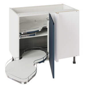 J Pull Matt Indigo Blue 1000 Base Kitchen Cabinet With Dual Handed Nuvola Blind Corner