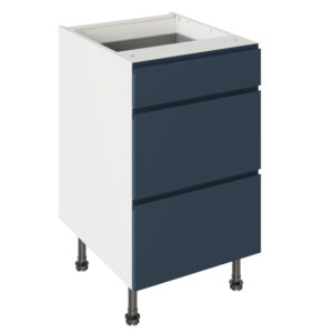 J Pull Matt Indigo Blue 500 3 Drawer Base Kitchen Cabinet