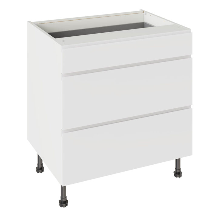 J Pull Matt White 800 3 Drawer Base Kitchen Cabinet