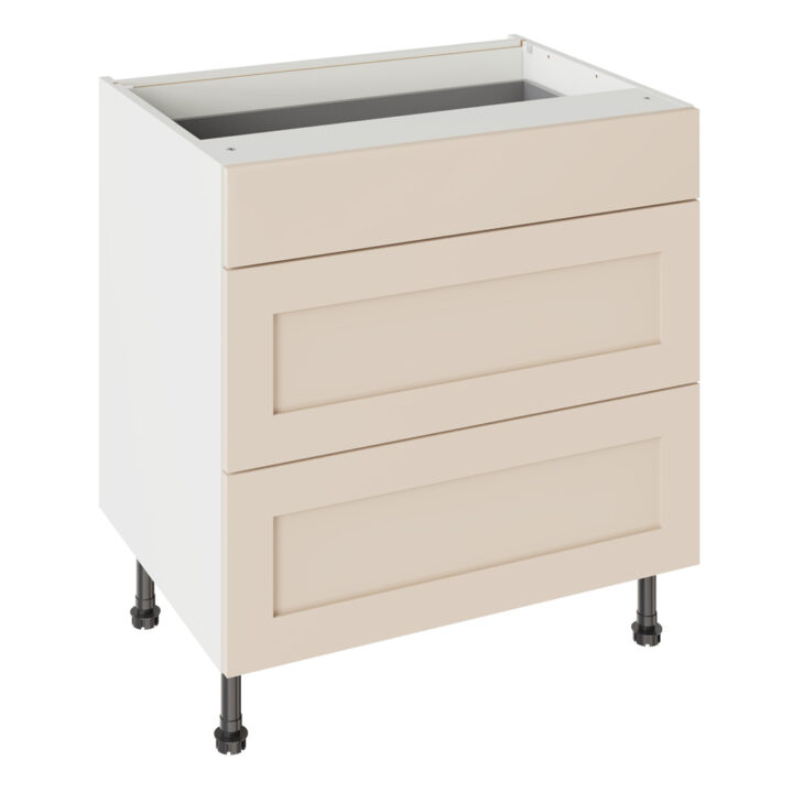 Shaker Matt Cashmere 800 3 Drawer Base Kitchen Cabinet