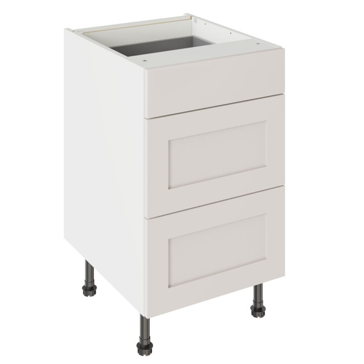 Shaker Matt Light Grey 500 3 Drawer Base Kitchen Cabinet