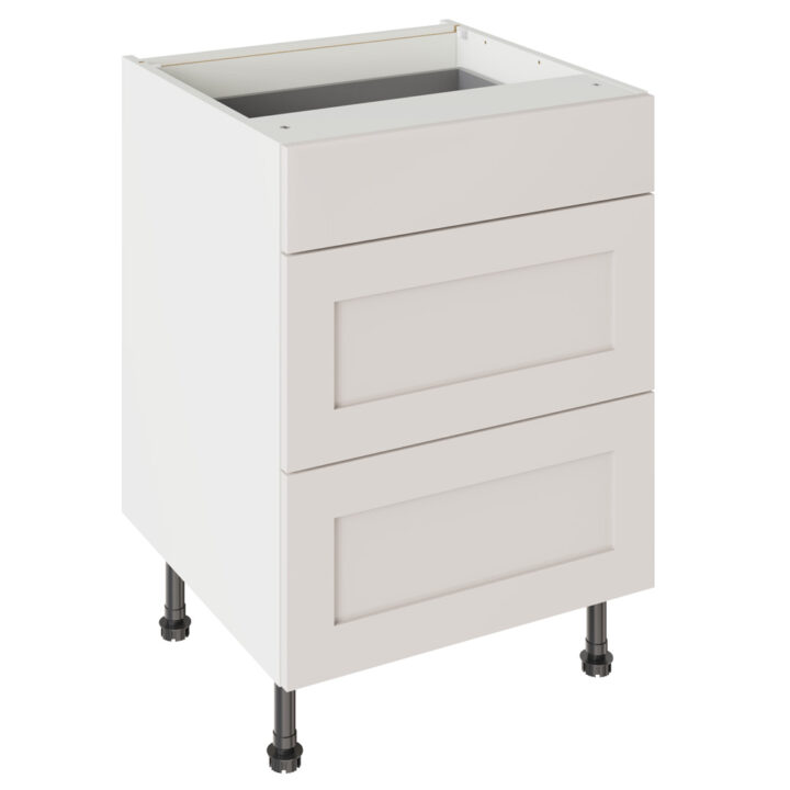 Shaker Matt Light Grey 600 3 Drawer Base Kitchen Cabinet