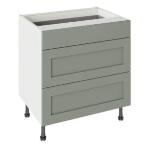 Shaker Matt Sage Green 800 3 Drawer Base Kitchen Cabinet