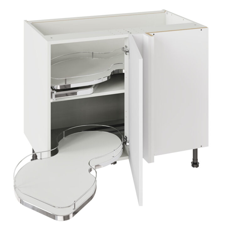 Shaker Matt White 1000 Base Kitchen Cabinet With Dual Handed Nuvola Blind Corner