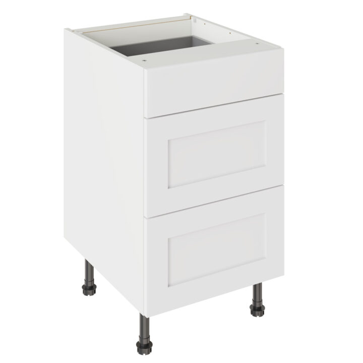 Shaker Matt White 500 3 Drawer Base Kitchen Cabinet
