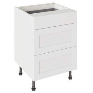 Shaker Matt White 600 3 Drawer Base Kitchen Cabinet