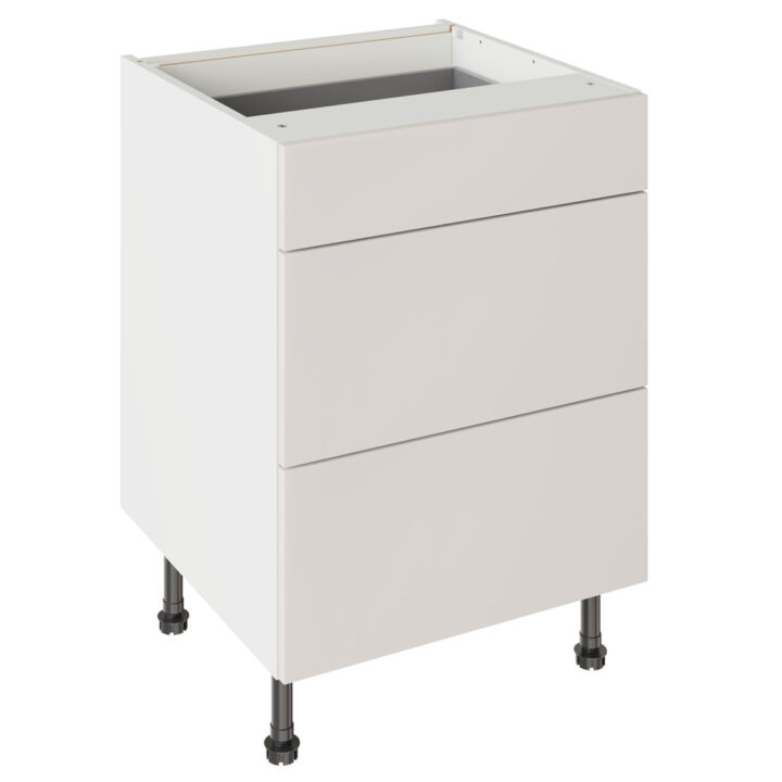 Slab Gloss Light Grey 600 3 Drawer Base Kitchen Cabinet