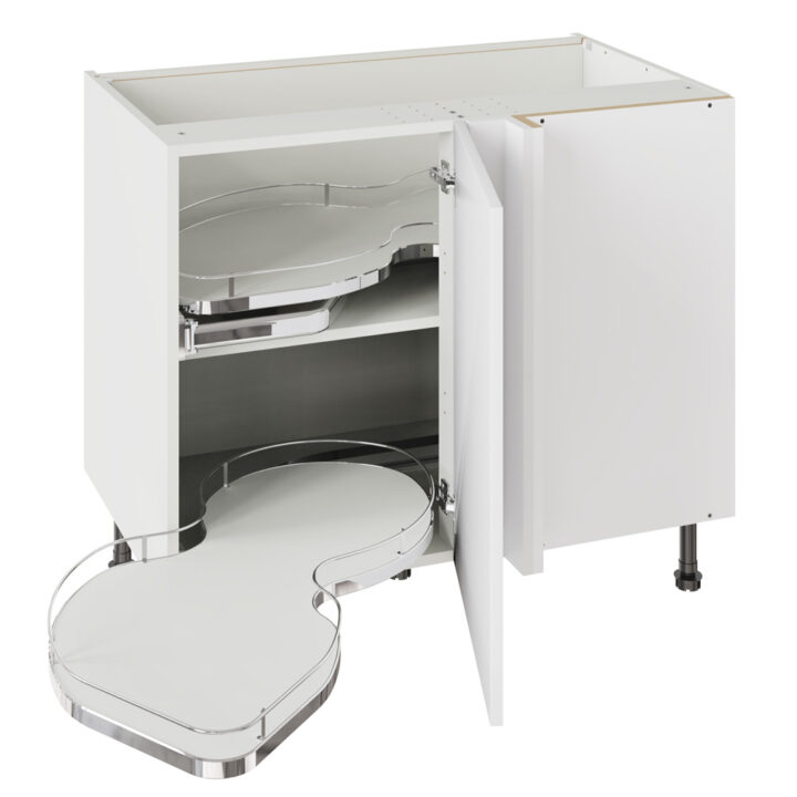 Slab Gloss White 1000 Base Kitchen Cabinet With Dual Handed Nuvola Blind Corner