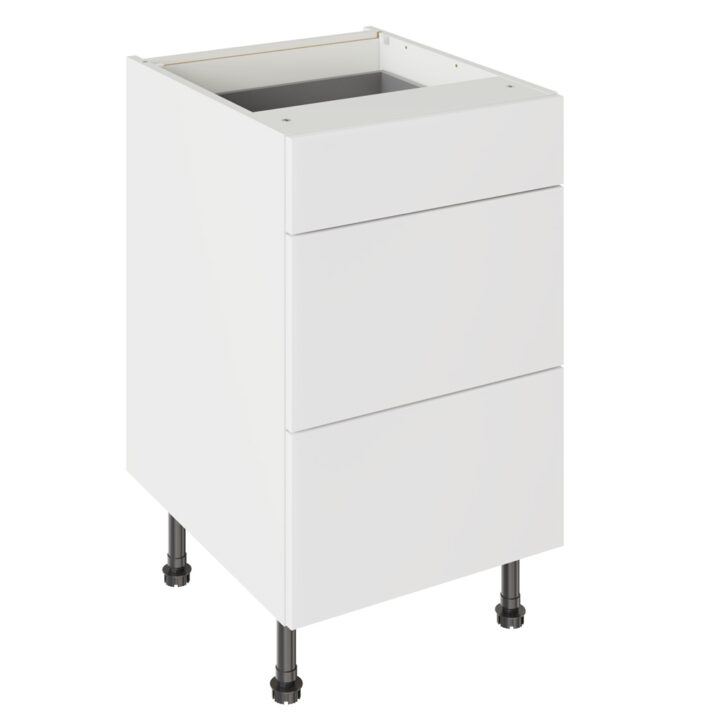 Slab Gloss White 500 3 Drawer Base Kitchen Cabinet