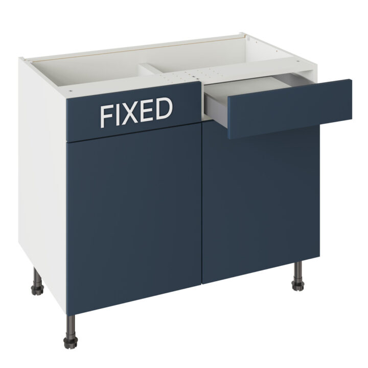 Slab Matt Blue 1000 RH Drawerline Base Kitchen Cabinet
