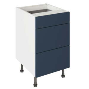 Slab Matt Blue 500 3 Drawer Base Kitchen Cabinet