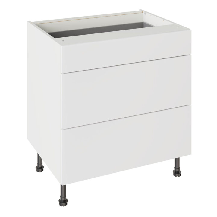 Slab Matt White 800 3 Drawer Base Kitchen Cabinet